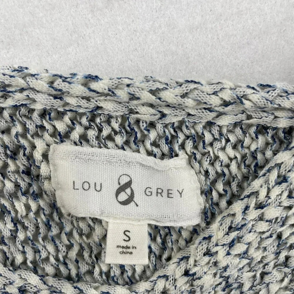 Lou & Grey Sweater Women's Sz S Gray Knitted Cold Shoulder Sleeve Pullover - Picture 11 of 12